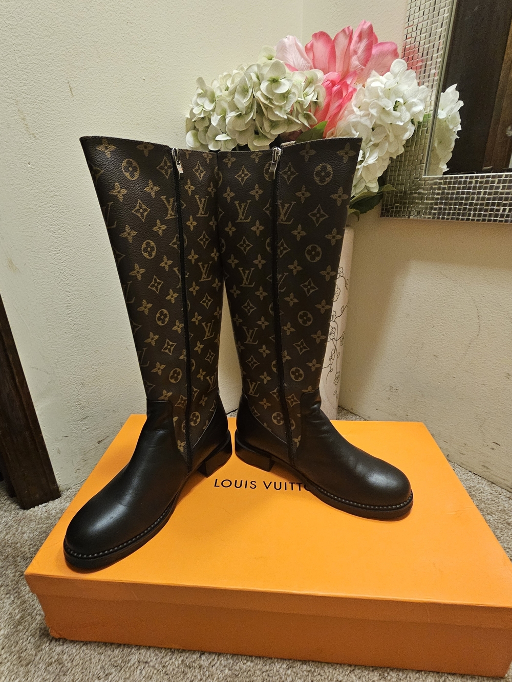Louis Vuitton Monogram Over-the-Knee Riding Boots in Brown